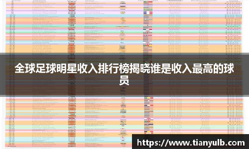 全球足球明星收入排行榜揭晓谁是收入最高的球员